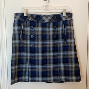 LOFT plaid shift skirt with buttons